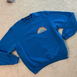 Madhappy Blue Crewneck Sweater with Rainbow Logo